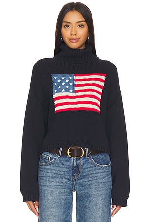 American Flag Cropped Turtleneck Sweater Denimist