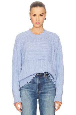 Oversized Cropped Shadow American Flag Sweater Denimist