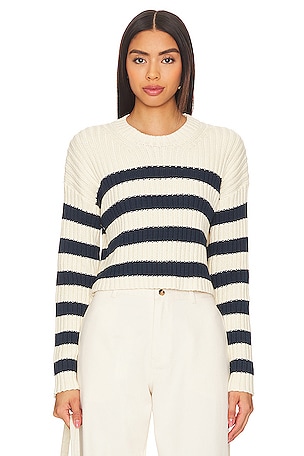 Striped Ribbed Cropped Sweater Denimist
