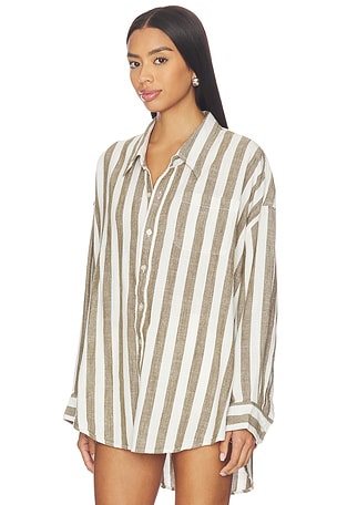 Denimist Button Front Shirt in Olive,White