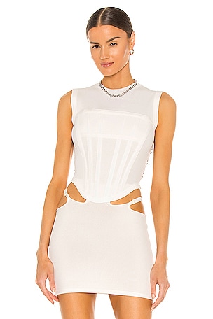 Dion LEE アイボリー コルセットタンクトップ Dion Lee Rib Corset Tank in Ivory | REVOLVE