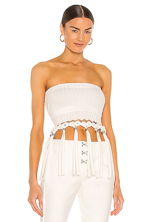 Dion Lee Bustier Top Dion Lee Beaded Fringe Tube Top In Ivory REVOLVE