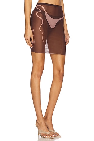 Di Petsa Tan Lines Mesh Mini Skirt in Brown