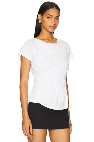 Di Petsa Wetlook Draped T-shirt in White