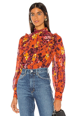 Bib Front Ruffle Blouse Divine Heritage