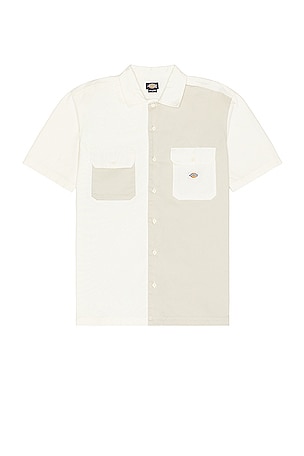 Marine Layer Archive Embroidered Short Sleeve Shirt in Natural