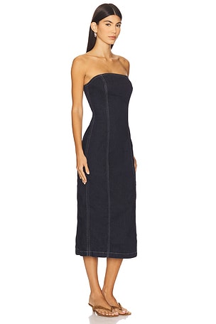 DL1961 Esme Strapless Midi Dress in Blue. Size XS. Also