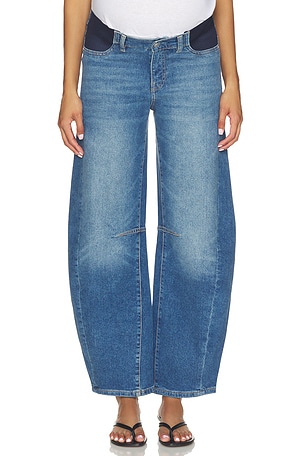 DL1961 X Bumpsuit Miro Barrel High Rise Maternity Jeans in Blue