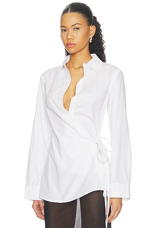 DL1961 Agnes Wrap Top in White