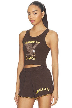 Darlin Keep It Country Crop Tank in Chocolate