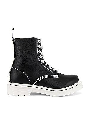 Martens 1460 Pascal Black White Boot in Black REVOLVE
