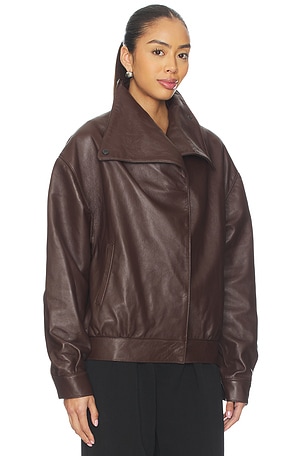 Diana Milkanova Studio Leather Collar Jacket in Brown