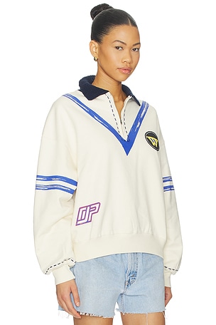 DANNIJOPRO The Letterman Pullover in Cream. Size M. Also