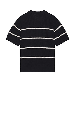 Dunst Shaker Stitch Open Collared Cardigan in Navy