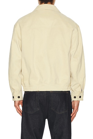 Dunst Vegan Suede Collared Blouson in Beige. Size XL. Also