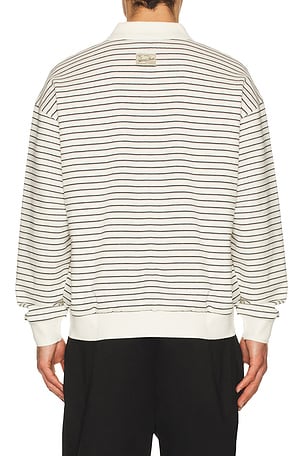 Dunst Striped Collared Polo in Ivory