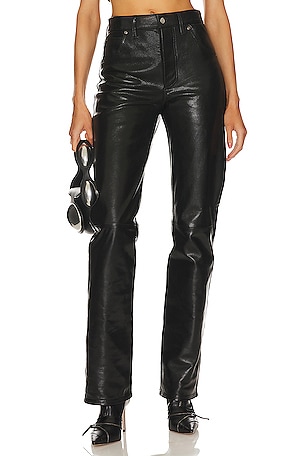 NBD Mid Rise Leather Pant in Black