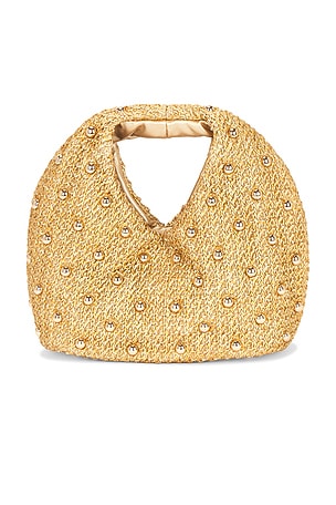 Dolce Vita Studded Raffia Bag in Tan