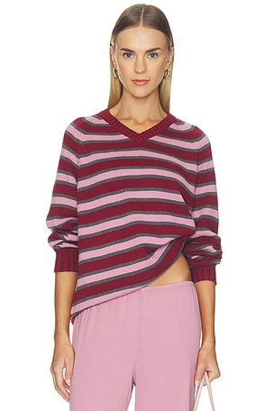 The Cotton Knit Stripe V-Neck Sweater DONNI.