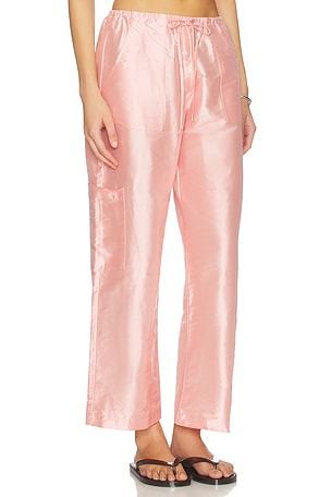 Donni. pantalón cargo de tafetán con cordón en color rosado