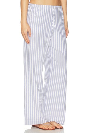 DONNI. The Oxford Stripe Drawstring Pant in Blue,Yellow. Size M. Also