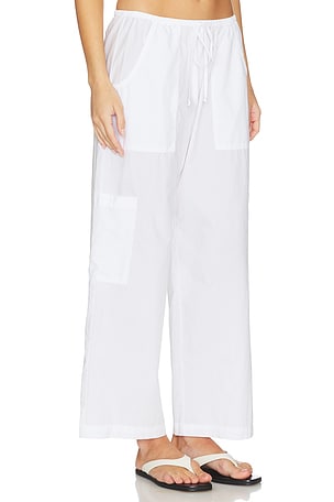 DONNI. The Pop Drawstring Cargo Pant in White. Size XXS. Also