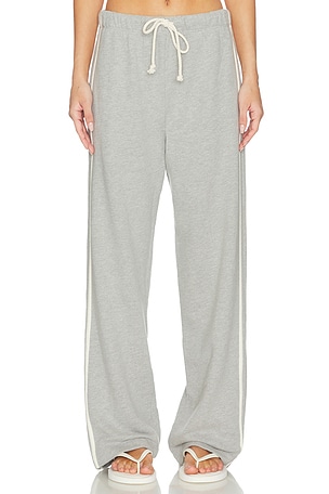DONNI. The Eco-Terry Stripe Crop Pant in Light Grey. Size S. Also
