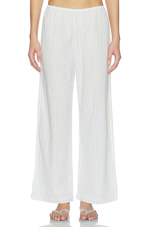 Donni. pantalón recortado the cotton gengham stripe crop pant en color azul