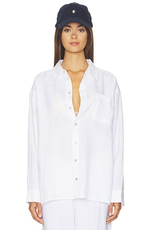 DONNI. The Linen Relaxed Shirt in White. Size M. Also