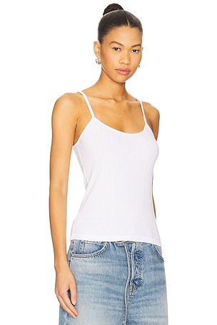 DONNI. Pointelle Cami Tank Top in White. Size XS. Also