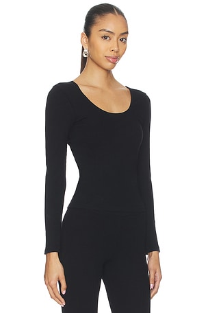 DONNI. The Rib Scoop Long Sleeve in Black. Size XS. Also