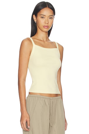 DONNI. The Baby Rib Square Neck Tank in Yellow. Size XXS. Also