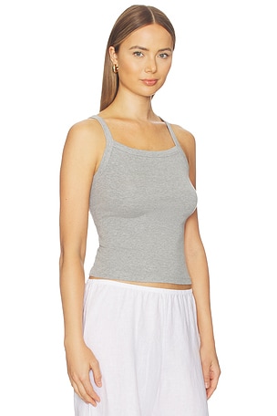 DONNI. The Baby Rib Square Neck Tank in Light Grey. Size XXS. Also