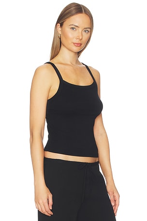 DONNI. The Baby Rib Square Neck Tank in Black. Size XXS. Also