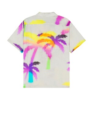 DOUBLE RAINBOUU Short Sleeve Hawaiian Shirt in Light Grey