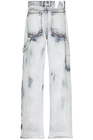 DARKPARK John Hand Bleached Relax Fit Worker Denim in Denim-Light