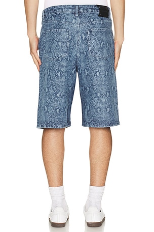 Daily Paper Snake Laser Denim Shorts in Blue. Size S. Also