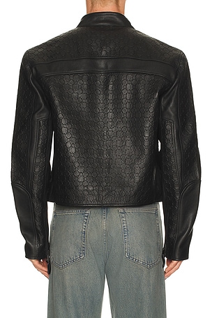 Daily Paper Structured Leather Jacket in Black