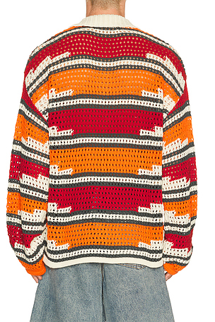 Daily Paper Kente Stripe Knit Polo in Red