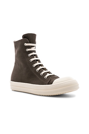 靴 RICK OWENS | HIGH SNEAKERS LPO Black Rick Owens Leather Sneakers | SVD