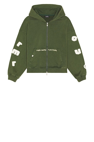 Floating Letters Zip Up Hoodie DRMERS CLUB