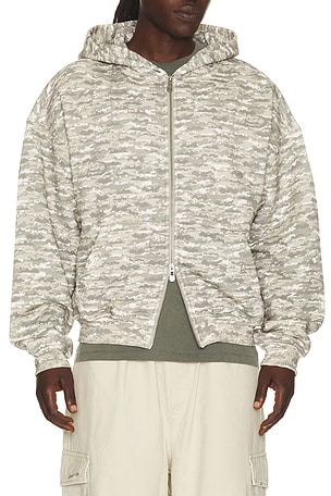 DRMERS CLUB Digital Cloud Camo Zip Up Hoodie in Green. Size M. Also