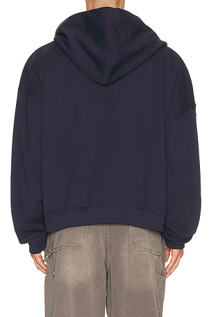 DRMERS CLUB Hanging Letters Zip Up Hoodie in Blue