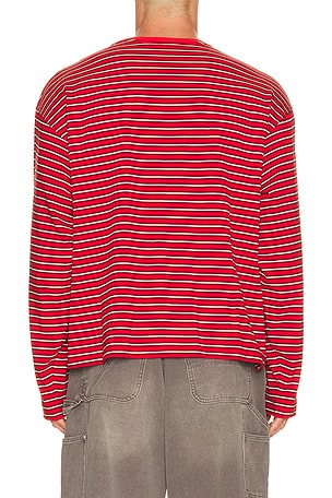 DRMERS CLUB Striped Long Sleeve Tee in Red