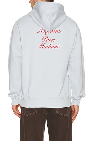 Drôle De Monsieur Le Hoodie Slogan Calligraphy in Baby Blue
