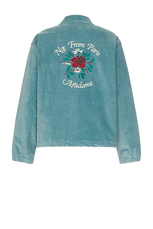 Drôle De Monsieur La Veste Slogan Fleurs Corduroy in Blue