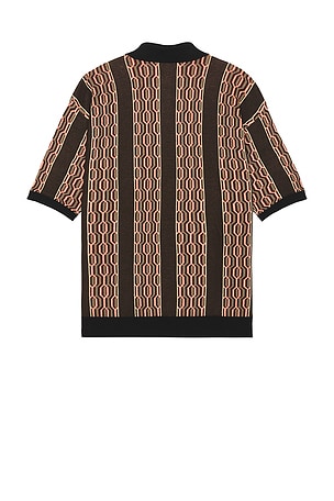 Deva States Hexagons Knitted Polo in Black