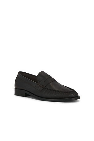 Duke + Dexter Ezra Pebble Pleated Penny Loafer in Brown