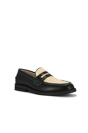Duke + Dexter Wilde Rattan Penny Loafer in Black