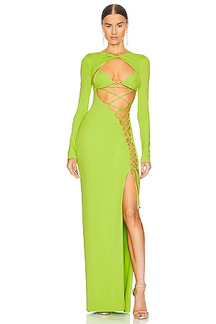 knee length dresses for ladies CLOSET LONDON LIME GREEN WRAP MIDI DRESS – HOUSE OF LOGO main image 0